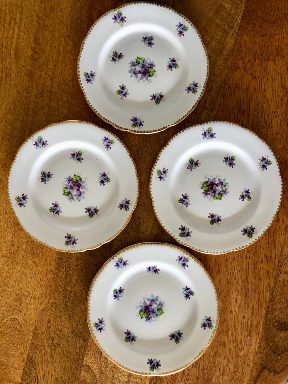Royal Stafford Bone China Set of 4 DessertPlates, Sweet Violets Pattern